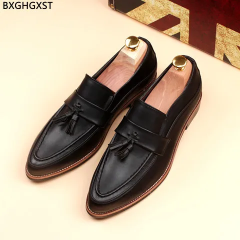 

Black Mens Loafers Shoes Luxury Brown Men Dress Shoes Leather Tassels Formal Office Shoes for Man 2023 Chaussure Zapatos Hombre