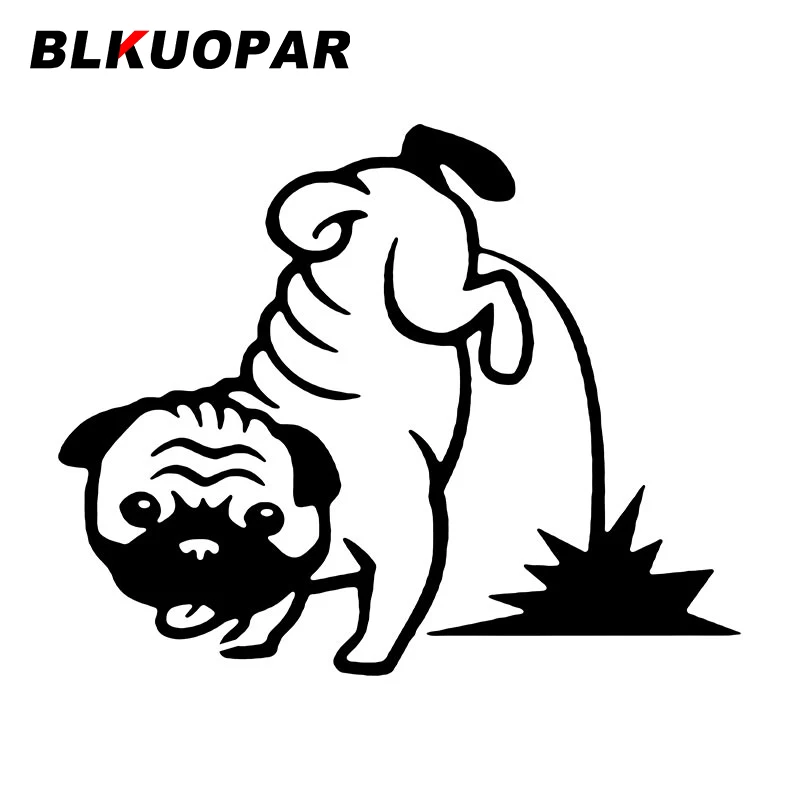 BLKUOPAR Pee Pug Personality Car Stickers Beautiful Skateboard Bumper Refrigerator Rearview Mirror Waterproof Decal Graphics