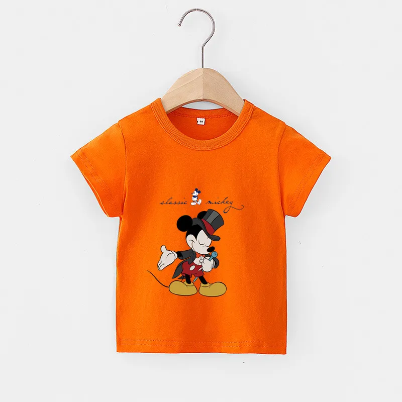 

Disney Summer Kids Clothes Mickey Mouse Funny Short Sleeve T Shirts Teenagers Boys Tee Tops Toddler Girls Clothing Outfits