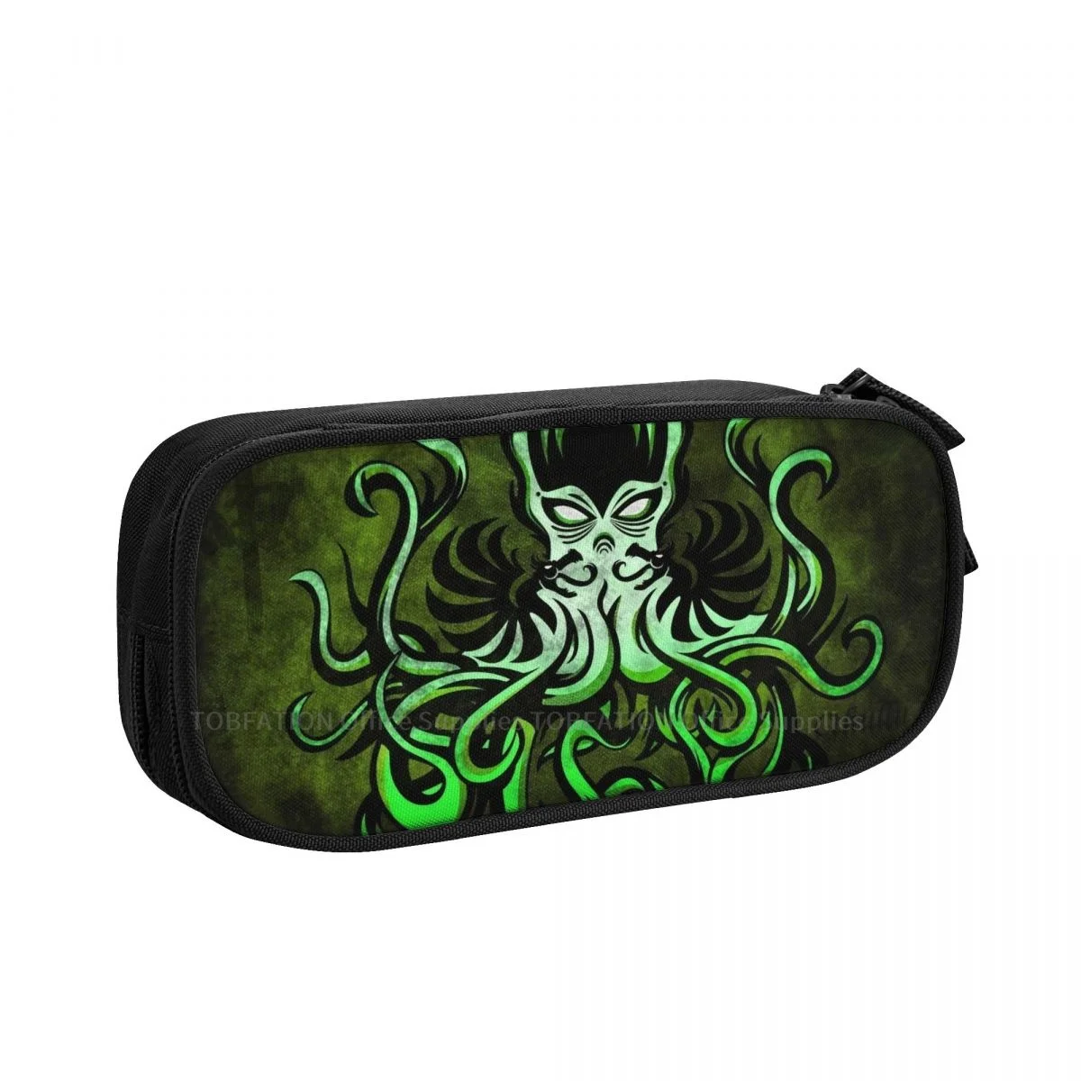 

Dark Green Pencase Cthulhu Mythos Pencil Bag Teenage Student Stationary Bags Large Capacity Double Zipper