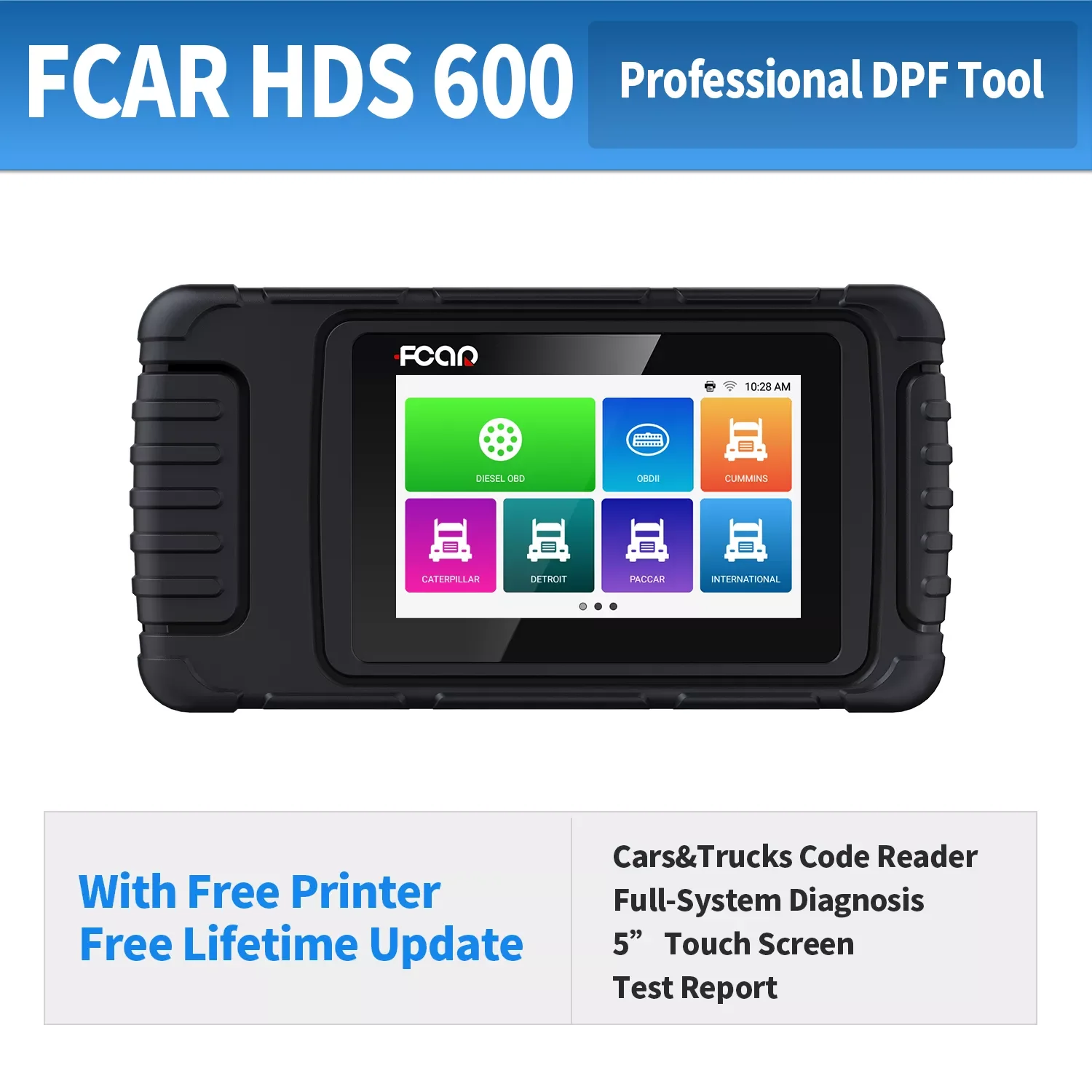 

Fcar HDS 600 Car Scanner Heavy Duty Diagnostic Tool DPF Reset Read and Clean Code Reader Lifetime Free Update for Car and Trunk