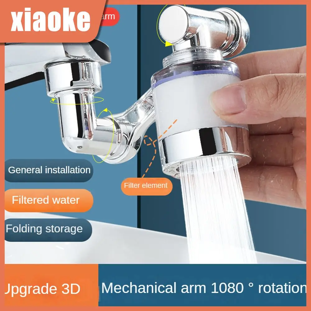 

Faucet Accessories Faucet Mechanical Arm 1080 Degree Rotation Supercharged Aerator Robot Arm Splash-proof Splash Filter Bubbler