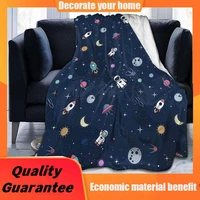 astronaut space adventure planet rocket throw blanket fleece flannel ultra soft lightweight travel b custom blanket