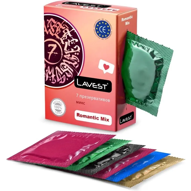 Lavest Romantic Mix condoms 7 PCs thin unusual latex adult sex condom goods for men 18+ adults cock penis products - купить по