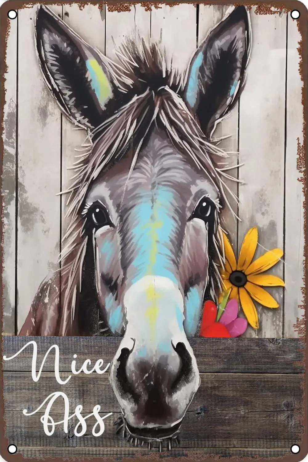 Винтажный художественный металлический жестяной знак с изображением осла