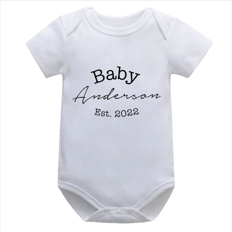 

Personalized Baby Name Est 2022 Onesie Custom Name Baby Girl Clothes Modern Baby Name Onesie Baby Announcement Bodysuit