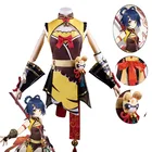 Костюм для косплея аниме Genshin Impact Xiangling, костюм для Хэллоуина, вечевечерние НКИ, парик Xiang Ling, обувь с медведем, полный комплект для женщин и девочек