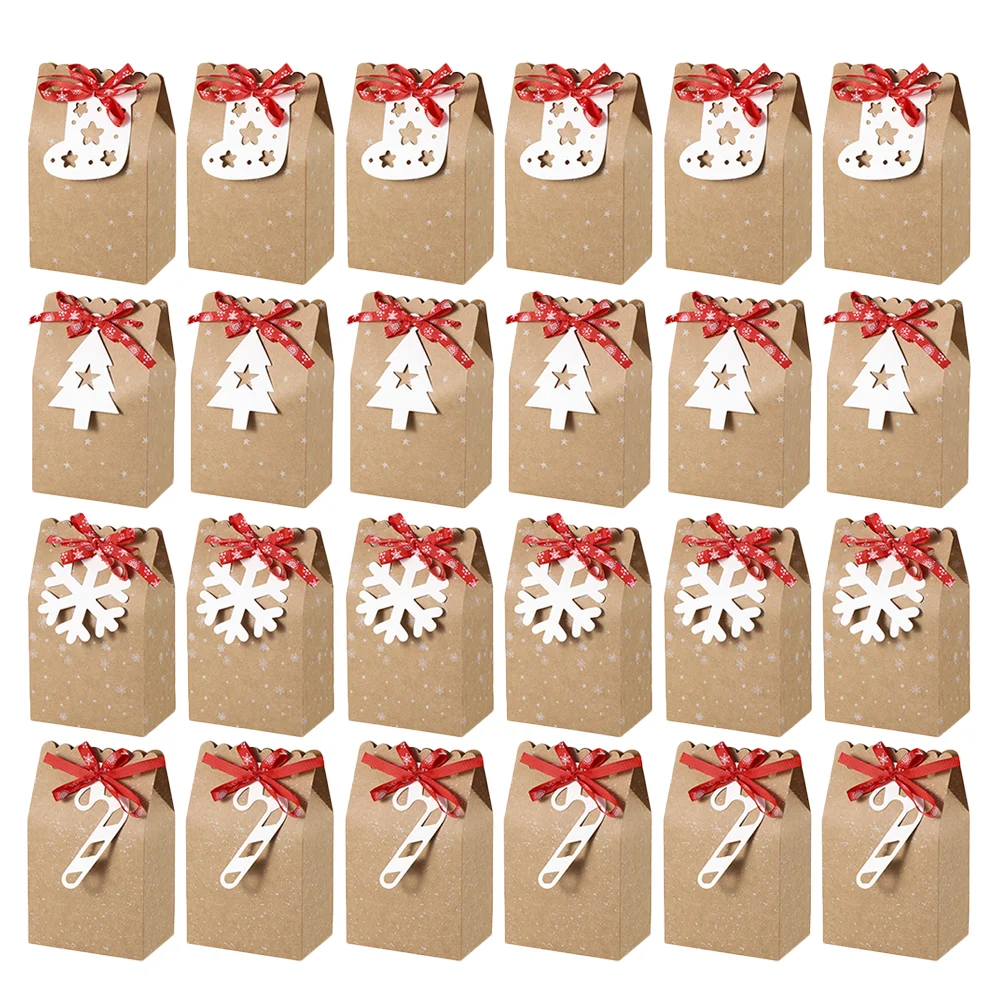 

24 Pcs 1 Bag Christmas Candy Storage Pouches Exquisite Gift Boxes (Khaki)