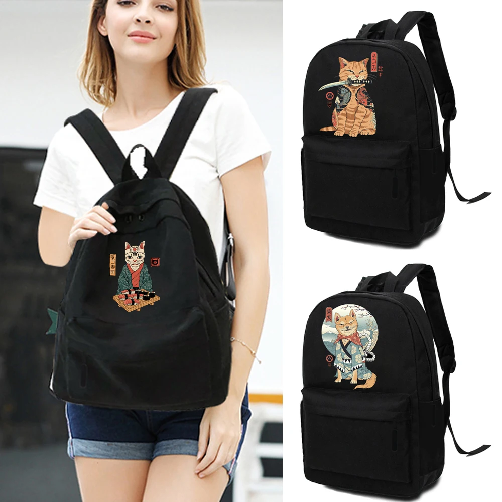 

Women School Bag Outdoor Travel Leisure Trends for Students High Capacity Organizer Handbags Japan Cat Anime Fashion Backpacks
