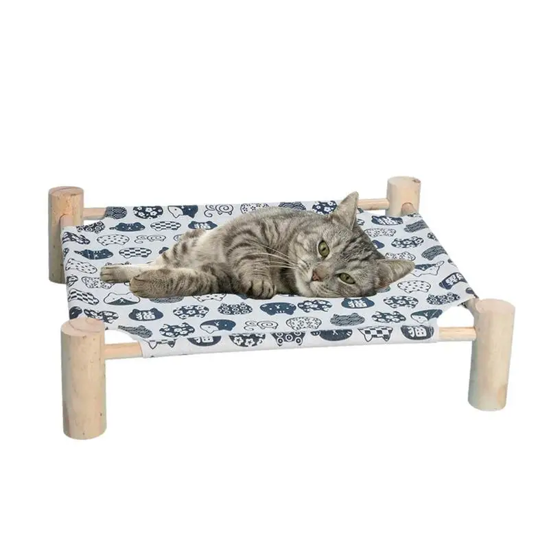 

Cat Dog Hammock Bed Wooden Frame Indoor Cat Bed Washable Dog Cat Bed Hammock Supplies Bed For Cat Small Dog Durable Wood Frame C