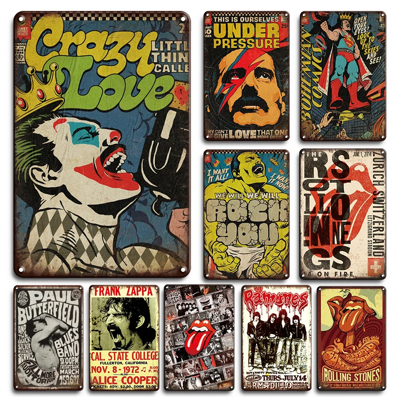 

Vintage Rock Music Band Character Metal Poster Tin Sign Retro Decorative Iron Painting Room Wall Art Metal Plate Home Decor A1