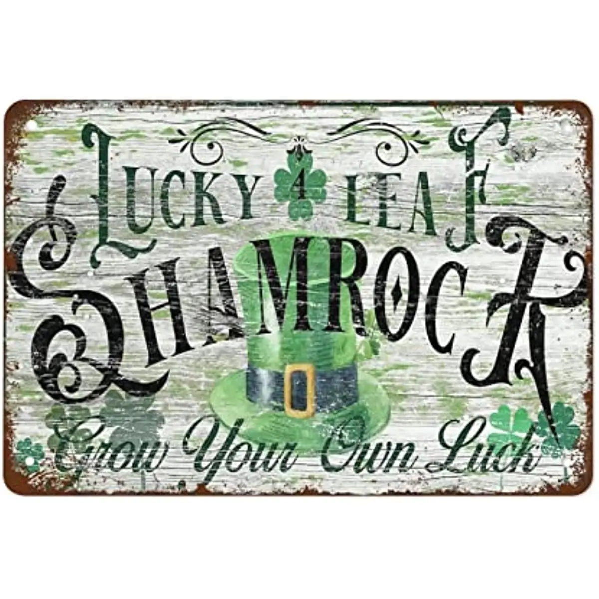 

Lucky Leaf St Patrick's Day Sign Vintage Shamrock Sign Decor Irish Blessing Farmhouse Wall Art Rustic Canvas Print Funny Vintage