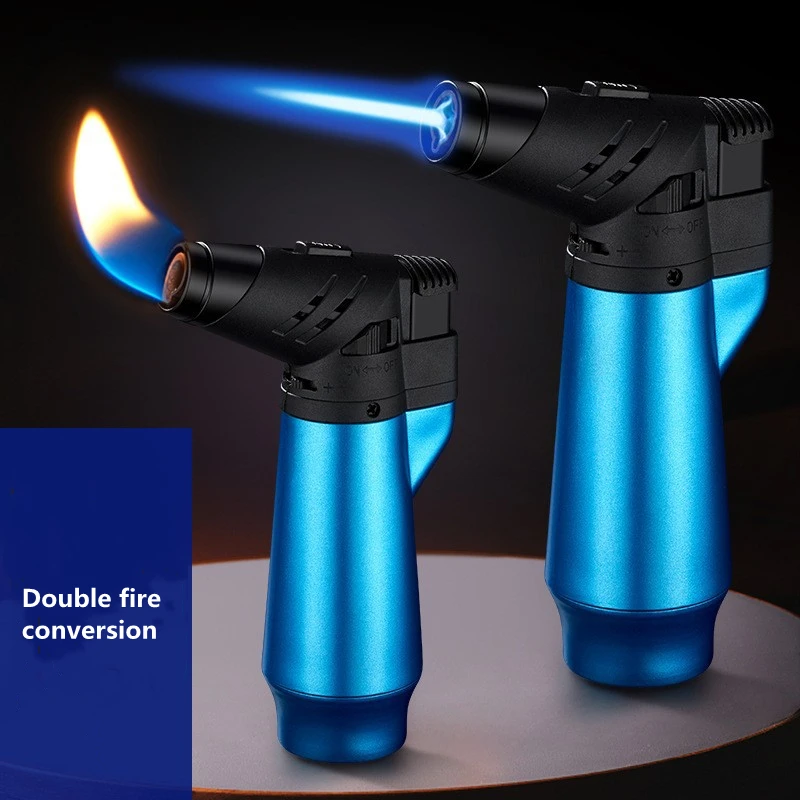 

Новинка, Двухрежимная ветрозащитная зажигалка с эффектом пламени, фонарик, воспламенитель, Бутановая надувная газовая зажигалка для сигар,...