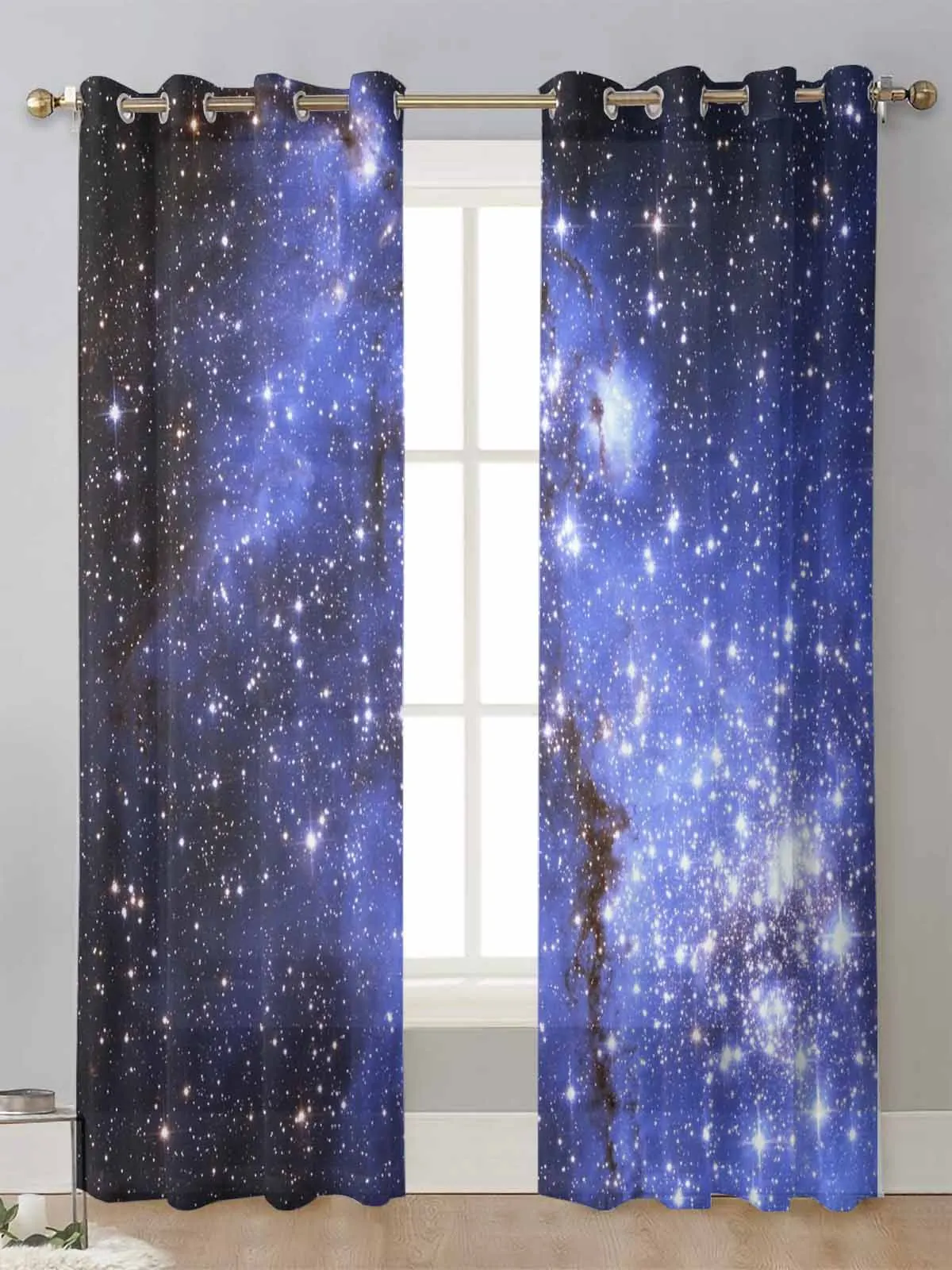 

Beautiful Starry Sky Universe Stars Sheer Curtains For Living Room Window Voile Tulle Curtain Cortinas Drapes Home Decor