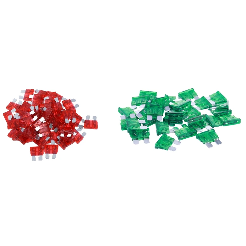 

50Pcs Car ATC ATO Blade Fuse Fuse Fuse Red 10A With 30Pcs Vehicle Car 30A 30Amp Green Body Two Prong Blade ATC Fuse