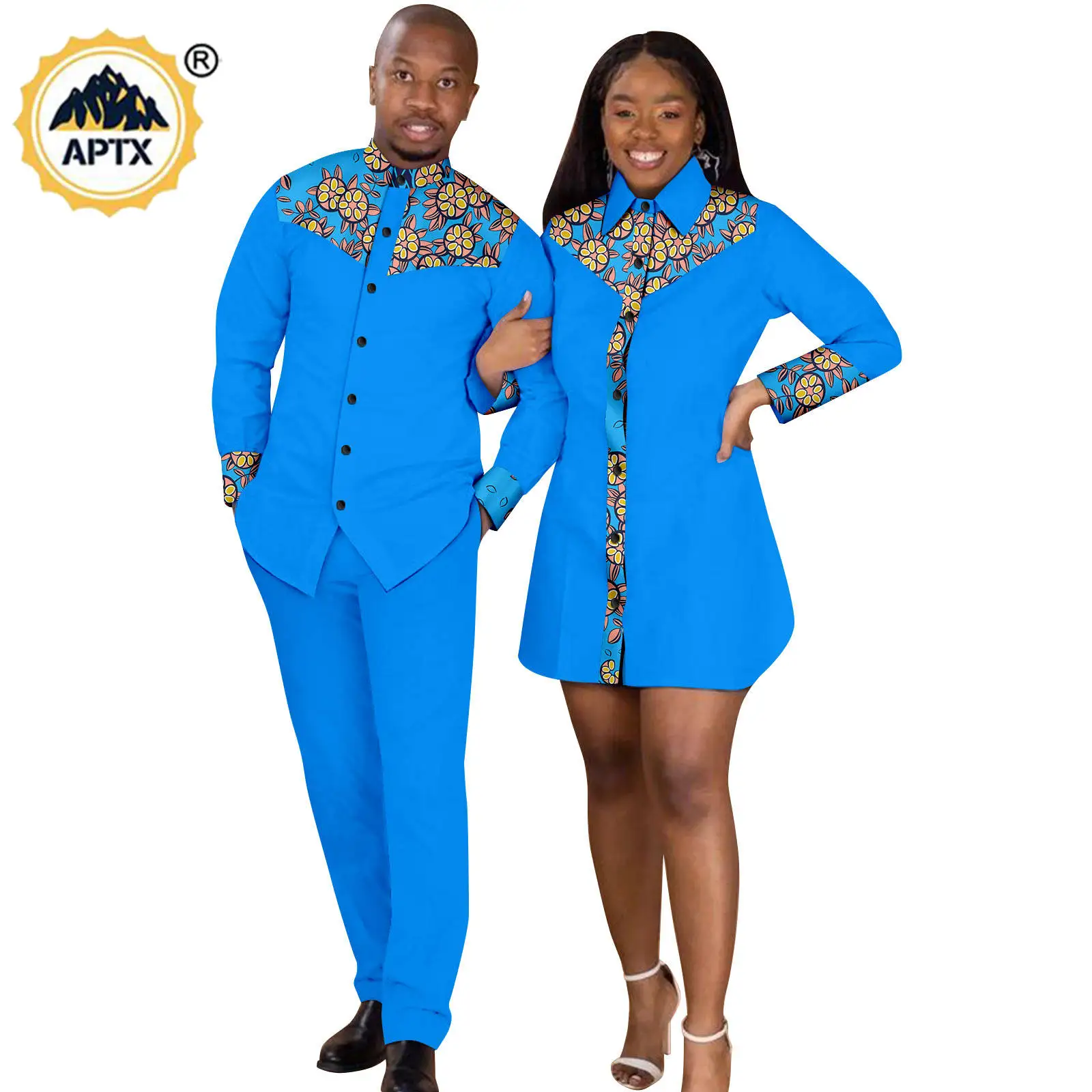 Рубашка в африканском стиле мини-платья для женщин подходящая одежда пары Дашики