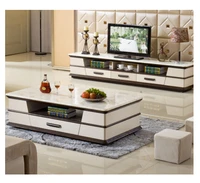factory modern luxury marble top tv cabinet living room wooden center table tea table combination