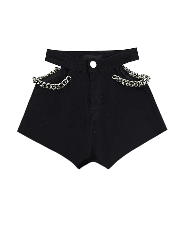 

Шорты женские с завышенной талией, повседневные готические черные короткие штаны, трапециевидные Брюки с широкими штанинами, Модные ажурные в Корейском стиле Харадзюку, Y2K