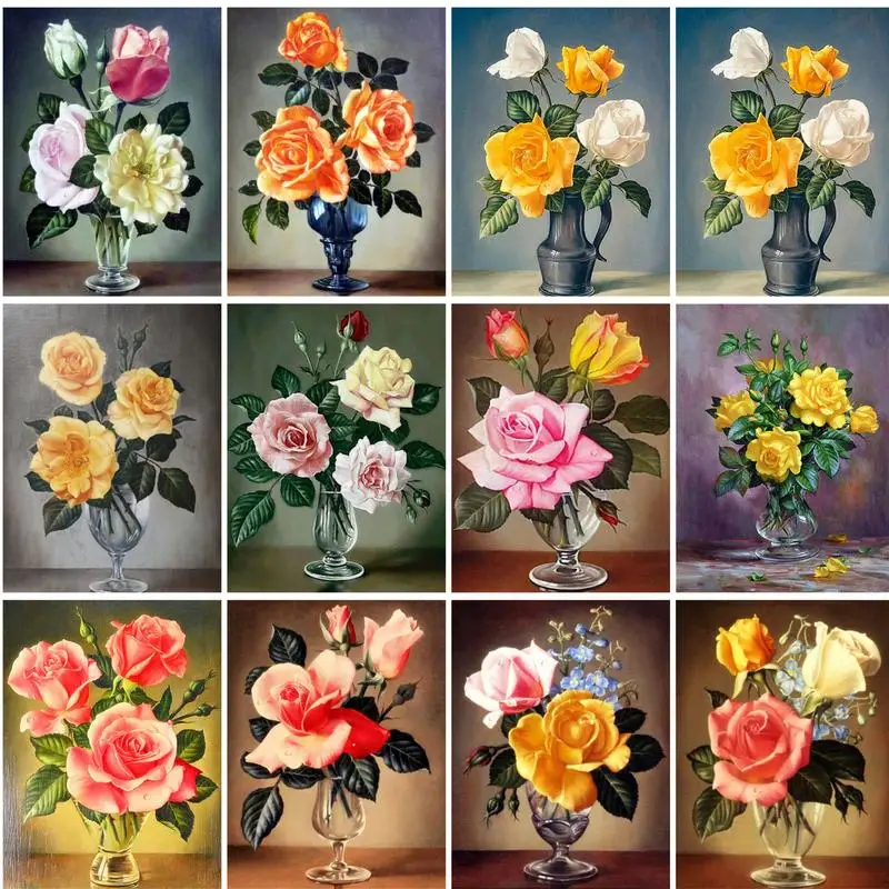 

GATYZTORY Paint By Number Flowers in vase Drawing On Canvas HandPainted Painting Art Gift DIY Pictures By Number Kits Home Decor