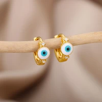 colorful enamel small evil eye hoop earrings for women men gold color stainelss steel earrings piercing jewelry christmas gift