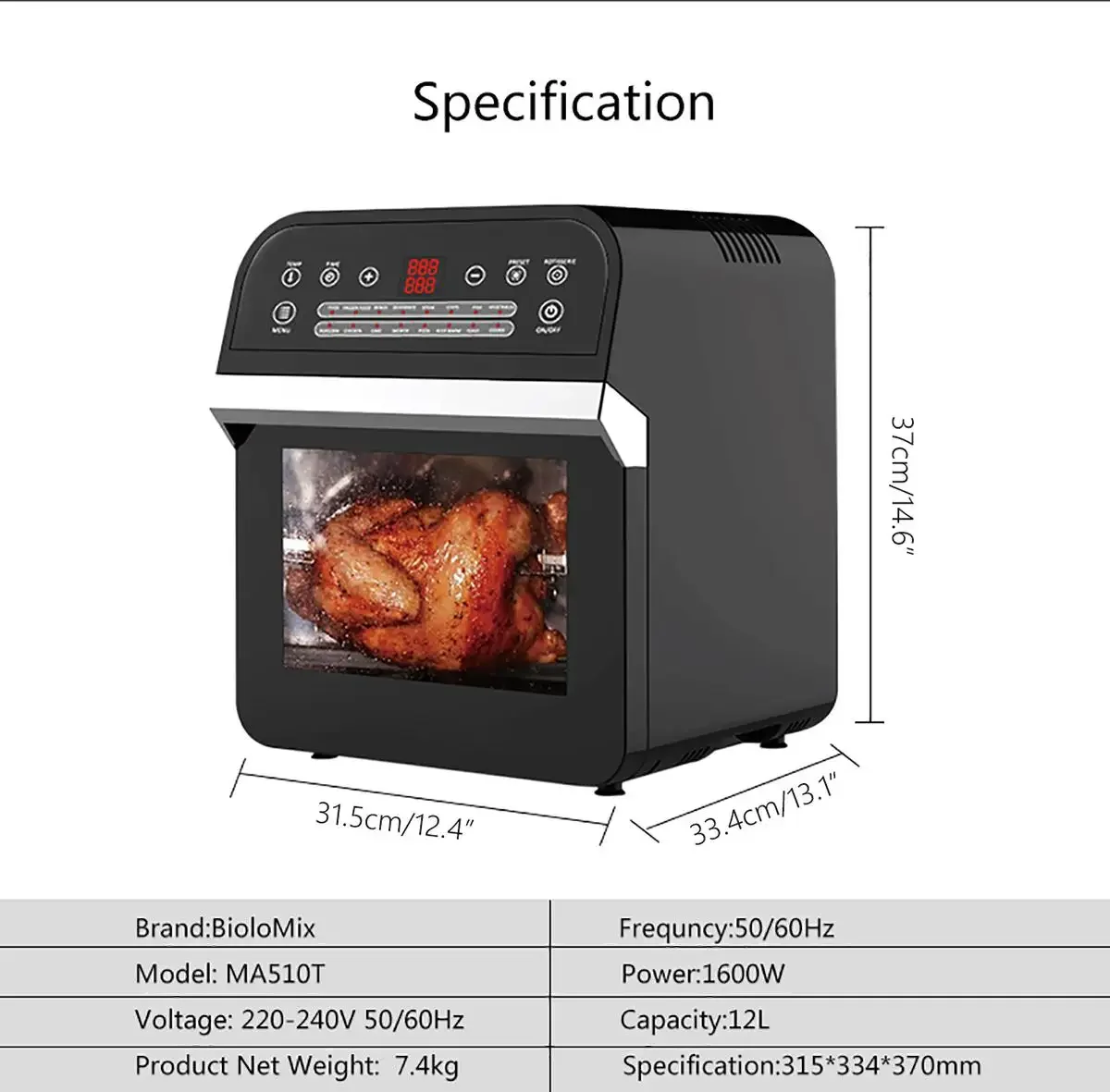 Инструменты для приготовления пищи 16 в 1 12 л 1600 Вт цифровой сенсорный экран