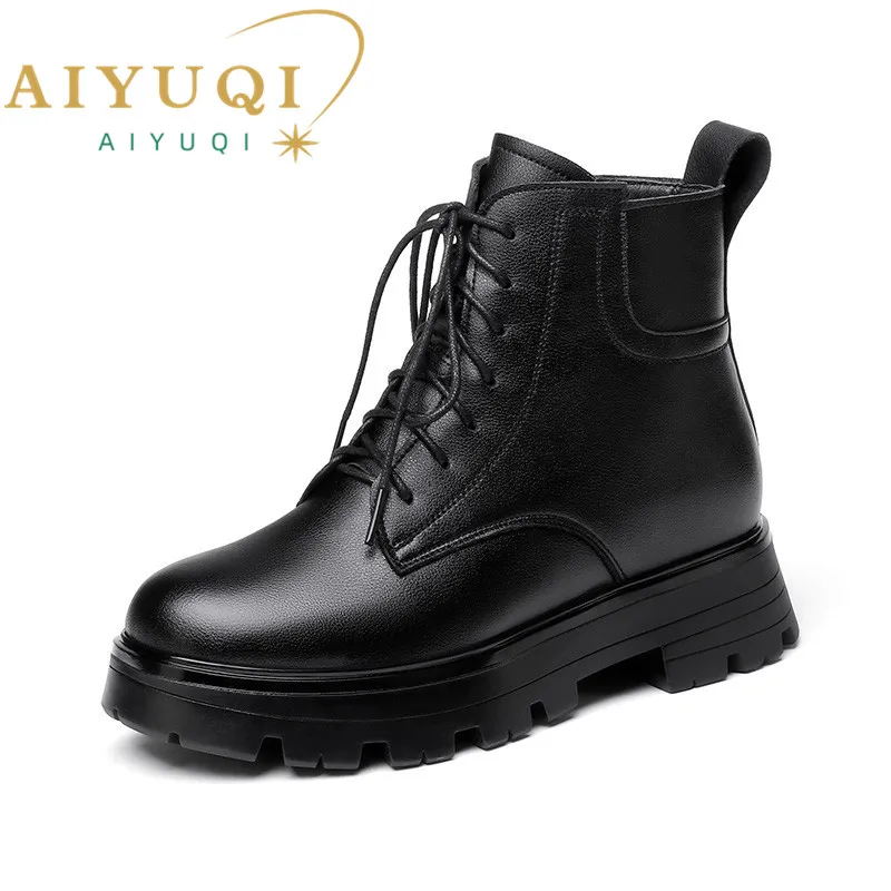 Women Winter Boots Genuine Leather 2023 New Large Size Natural Wool Women Ankle Boots Fashion Keep Warm Marton Boots Ladies