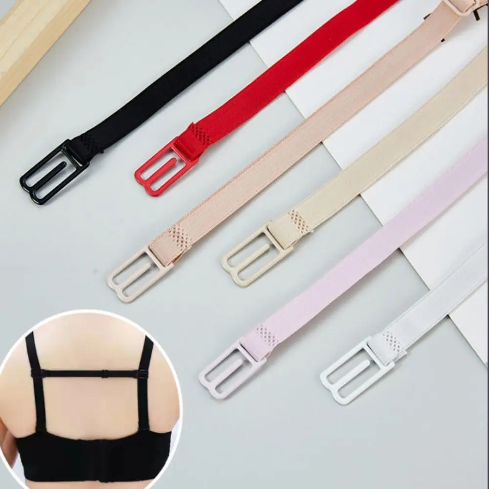 

Women Bralette Adjustable Double-Shoulder Invisible Back Hasp Soft Elastic Bra Extender Anti-slip Buckle Belt Bra Strap