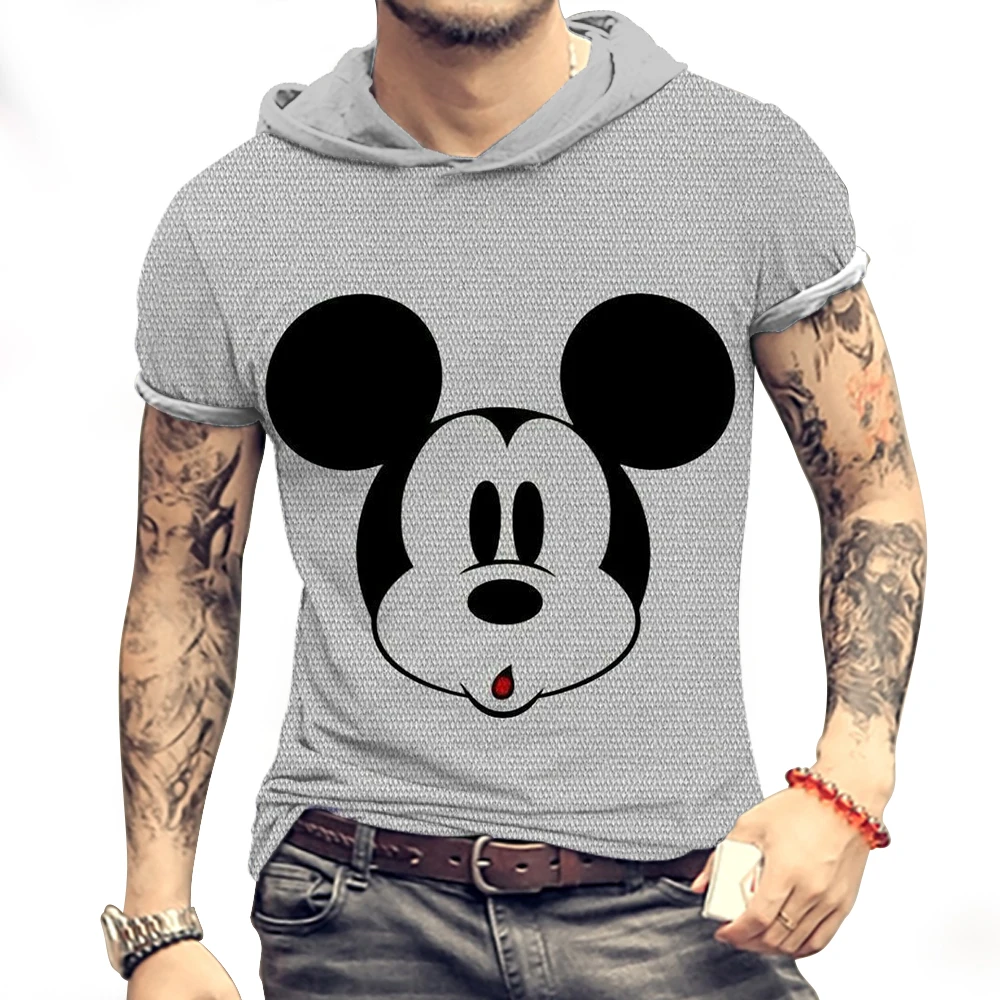 

Children's Clothing Men's Shirt Mickey Mouse T-shirt High Quality Disney Party Oversized Summer T-shirts Hood Anime Fashion 3XL