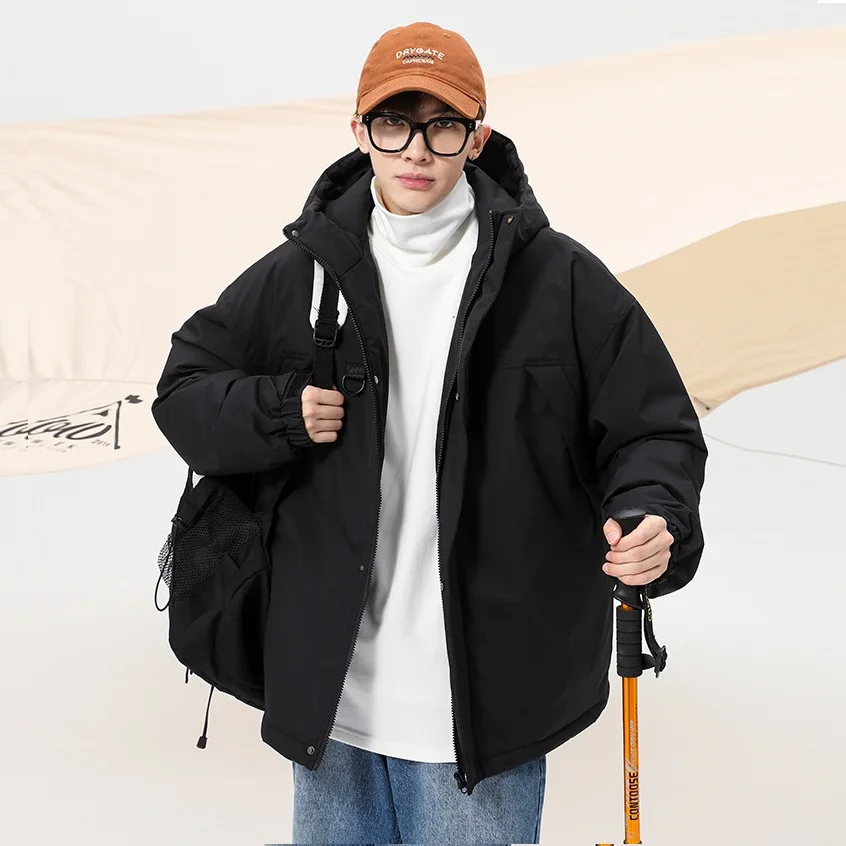 Couple Hooded Sweater Outdoor Sports Waterproof Jackets Loose Cotton Padded Jacket Winter Thickened Warm Coat Men Clothing