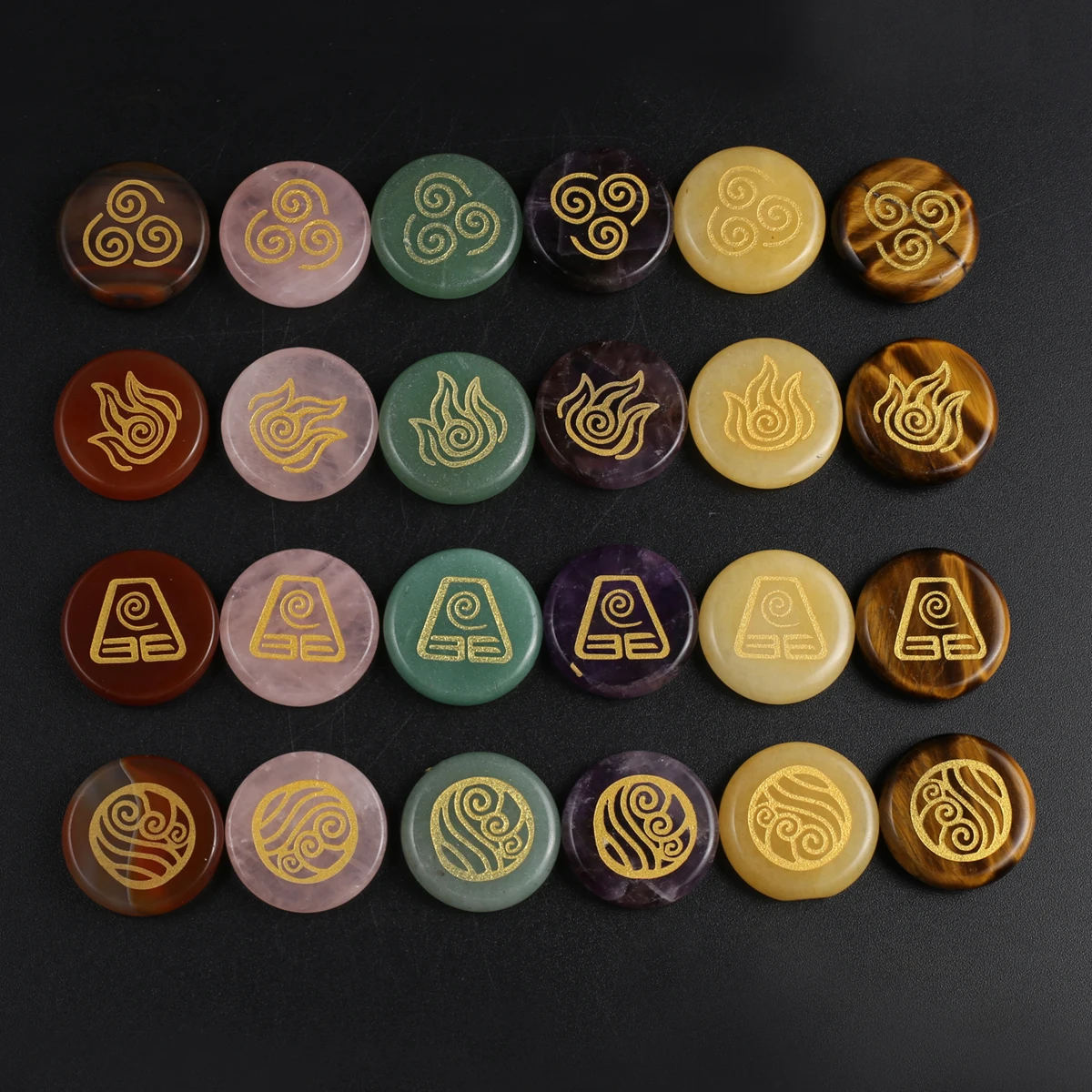 

4pcs/lot Natural Stone Chakra Beads Reiki Agates Loose Beaded for Making DIY Jewelry Necklace Bracelet Accessories 25x25x6mm