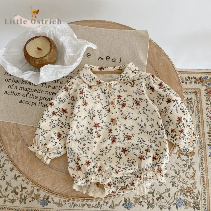 

Детский хлопковый комбинезон с длинными рукавами-фонариками, на Возраст 3-18 месяцев