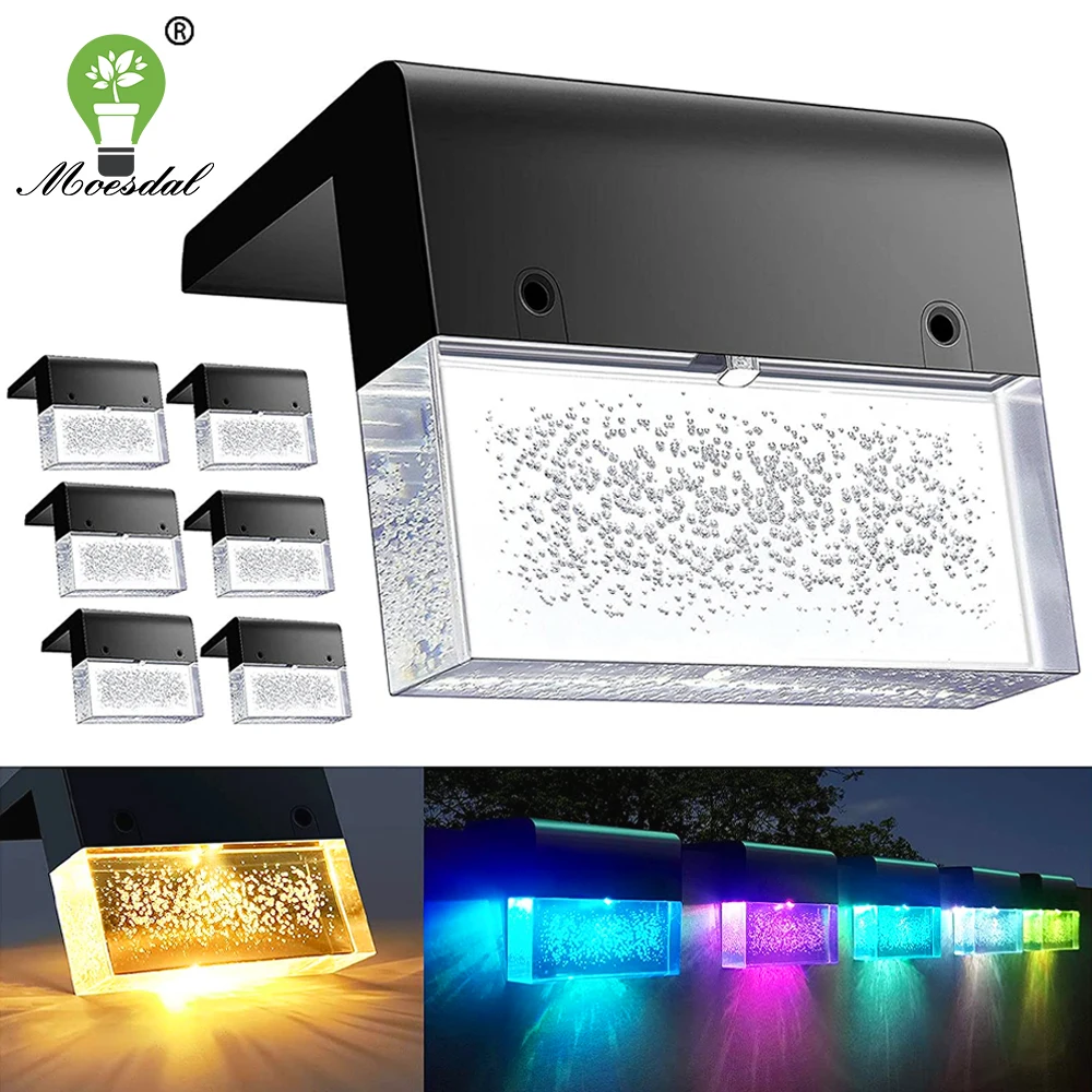 LED Solar Light Wall Light Outdoor Waterproof LED Fence Light Warm White/Color Changing Suitable for Step Courtyard Railing Wall