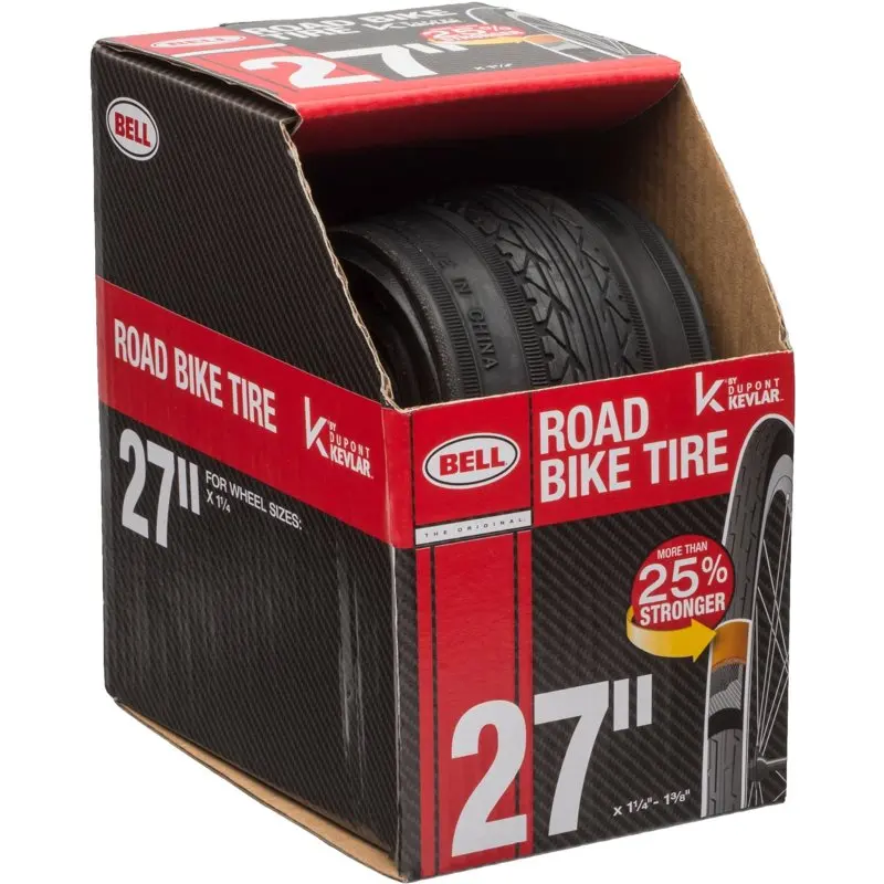 

Road Bike Tire with Kevlar, 27" x 1.25", Black