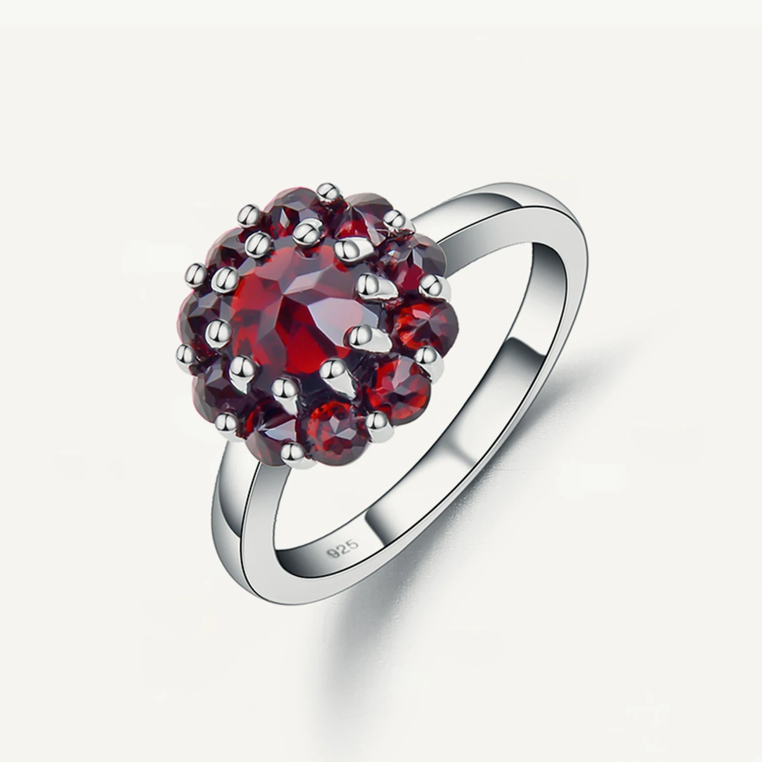 

GEM'S BALLET 925 Sterling Silver Gemstone Cluster Ring 6mm Natural Black Garnet Engagement Rings For Women Wedding Fine Jewelry