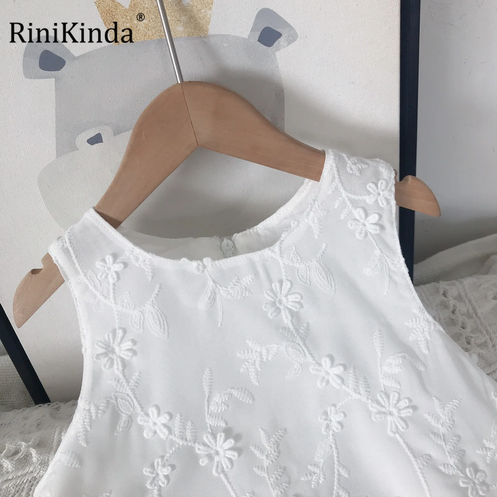 

RiniKinda 2PCS Baby Girls Clothing Sets Summer Sleeveless Kids Girls Clothes Lace Shirts+Pants Outfits Children Casual Suits