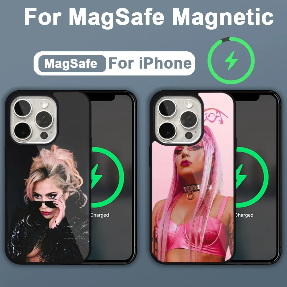 Чехол для телефона Lady Gaga Singer iPhone 15 14 13 12 11 Pro Max Plus Magsafe магнитный чехол с