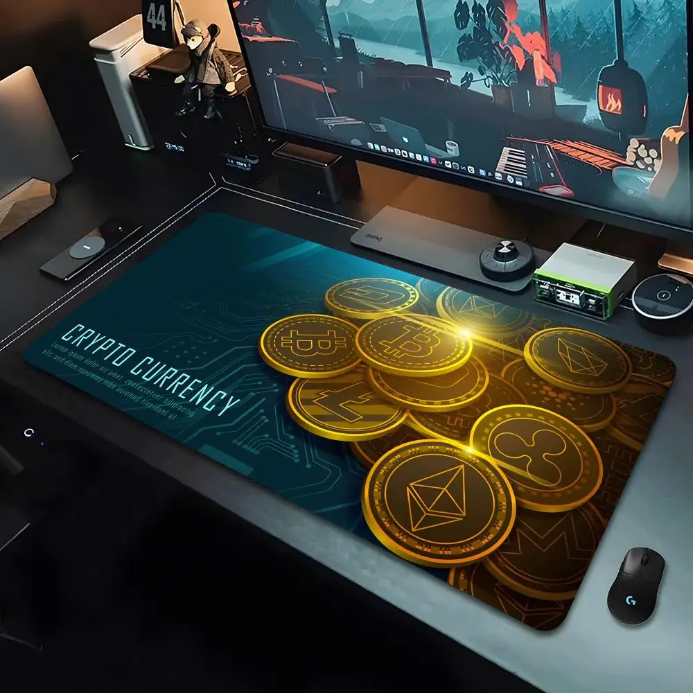 Игровые ноутбуки Биткоин коврик для мыши HD Печать Большой 90x40 см офисная картина