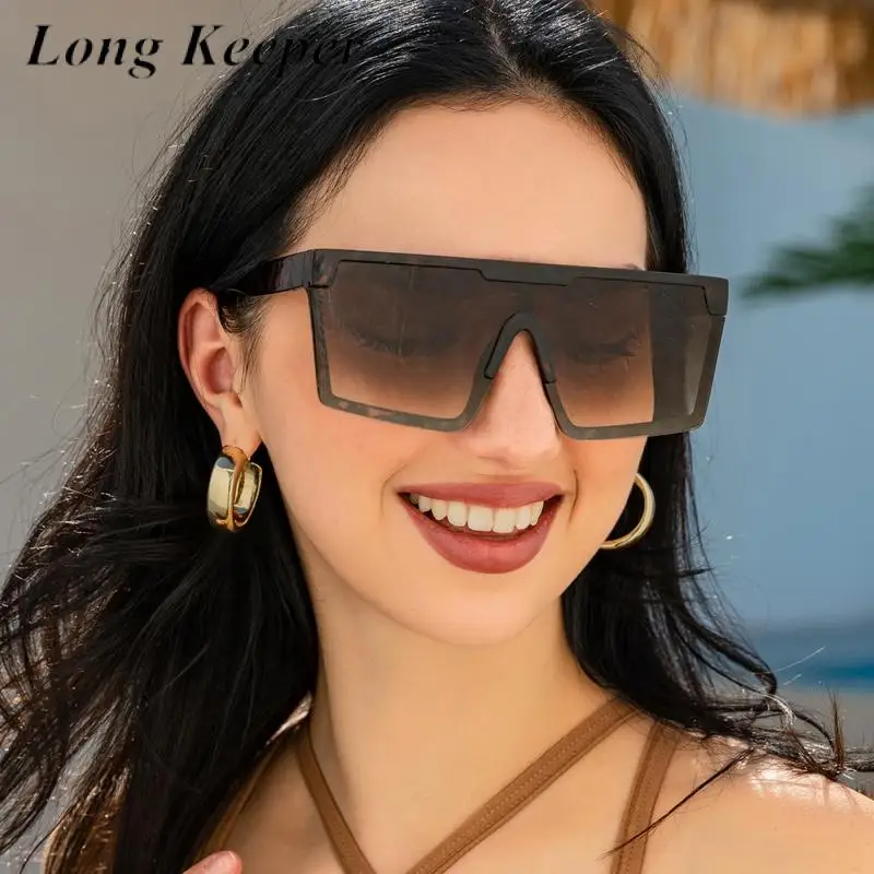 

Oversized Pilot Sunglasses for Women Gradient Lens Goggles One-piece Men Sunglass 2022 Brand Dazzle Colour Shades Mirror Glasses