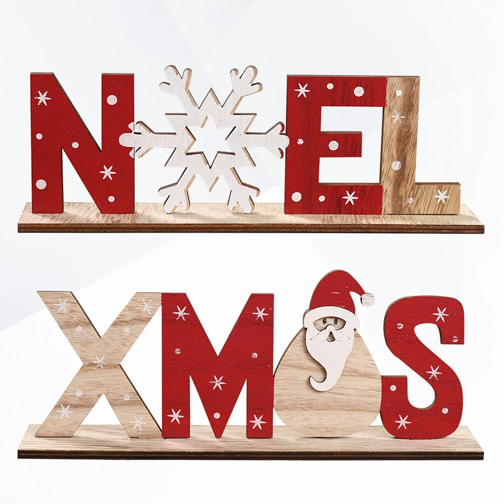

2 Christmas Ornaments Letters Noel Snowflake Gift Sig for Festival Party