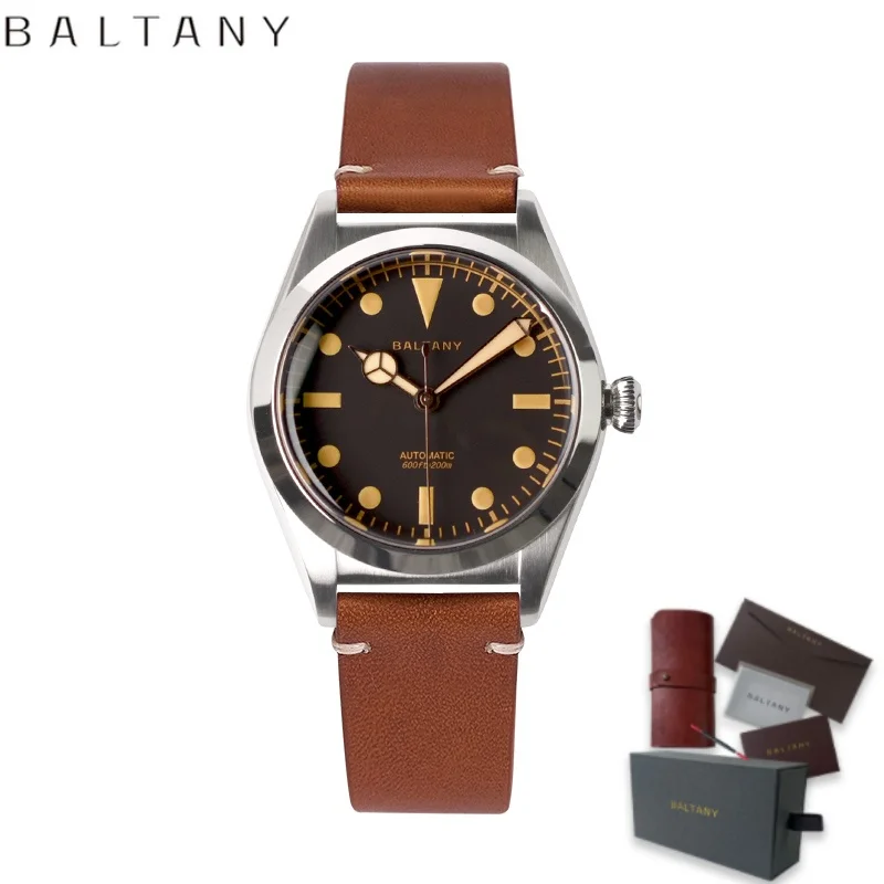 Baltany Ретро мужские часы Bubbleback роскошные модные кожаные сапфировые OVETTO NH38