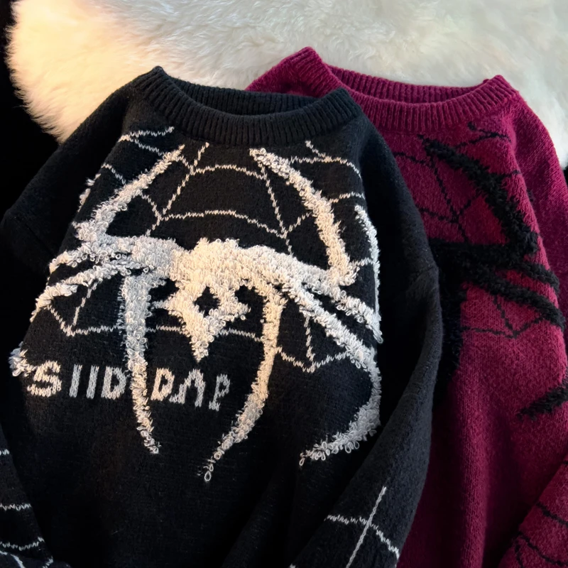 Модный брендовый плюшевый свитер в стиле High Street с оленем и пауком для мужчин