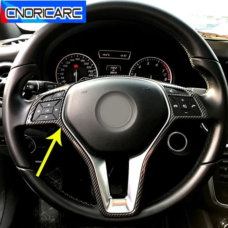 

Автомобильные аксессуары, рамка рулевого колеса, отделка, углеродное волокно, цвет для Mercedes Benz A B C E Class C117 W176 W246 W204 W207 W218 W212