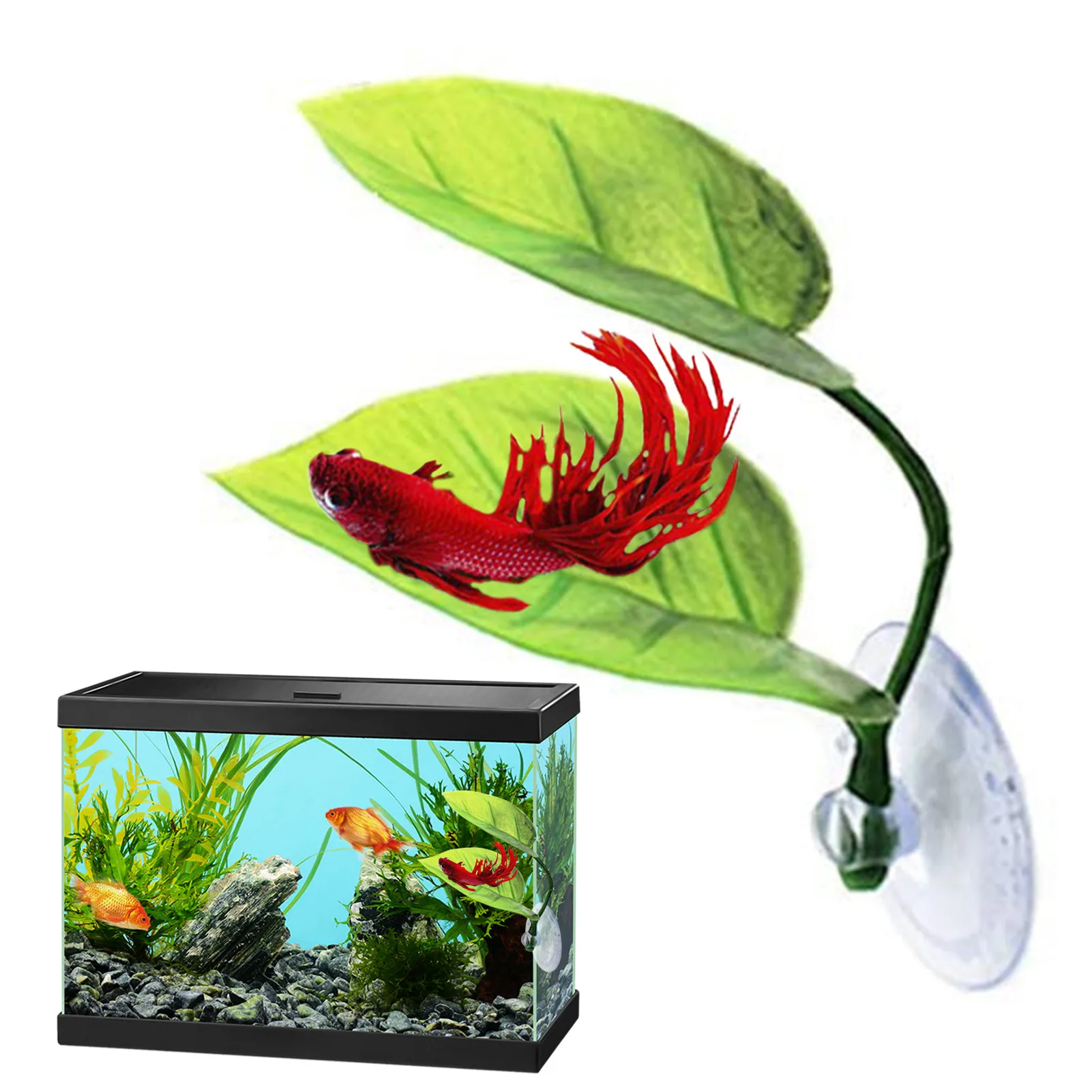 Aquarium Accessories Fish Tank Betta Leaf Fish Bed Fish Rest Spawning Leaf Aquatic Artificial Plant Hammock Simulation Landscape