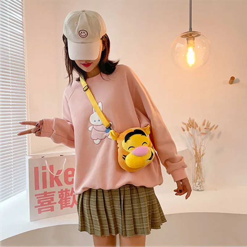 Smiling Tiger Plush Crossbody Bag cute funny small Shoulder Bag Warm Fluffy Mobile Phone Pouch Ladies Travel Purses