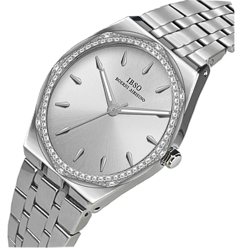 Оригинальные женские часы из стали серебра простые водонепроницаемые