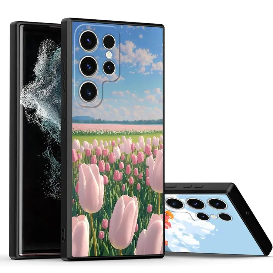 Фото Чехол для Samsung Galaxy S26 S10 S9 S21 FE S25 Ultra S20 S24 Plus Note 20 Ultra 8 9 10 S23, чехол для телефона Sea Of Tulips №5