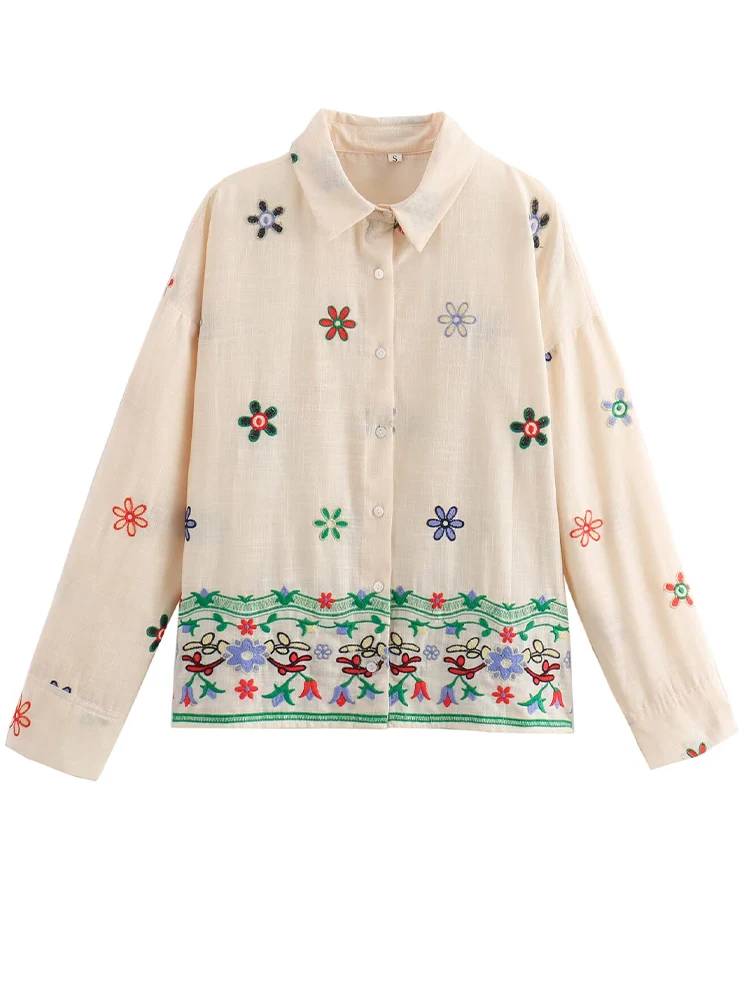 Женская повседневная рубашка-поло с цветочным узором и контрастным цветом от