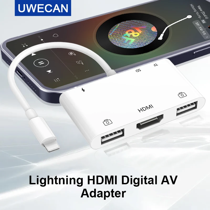 Адаптер Lightning/HDMI/USB 3,0/OTG цифровой AV-адаптер/кабель Lightning/iPad к SD/TF-кардридеру/модем с поддержкой ТВ/проектора