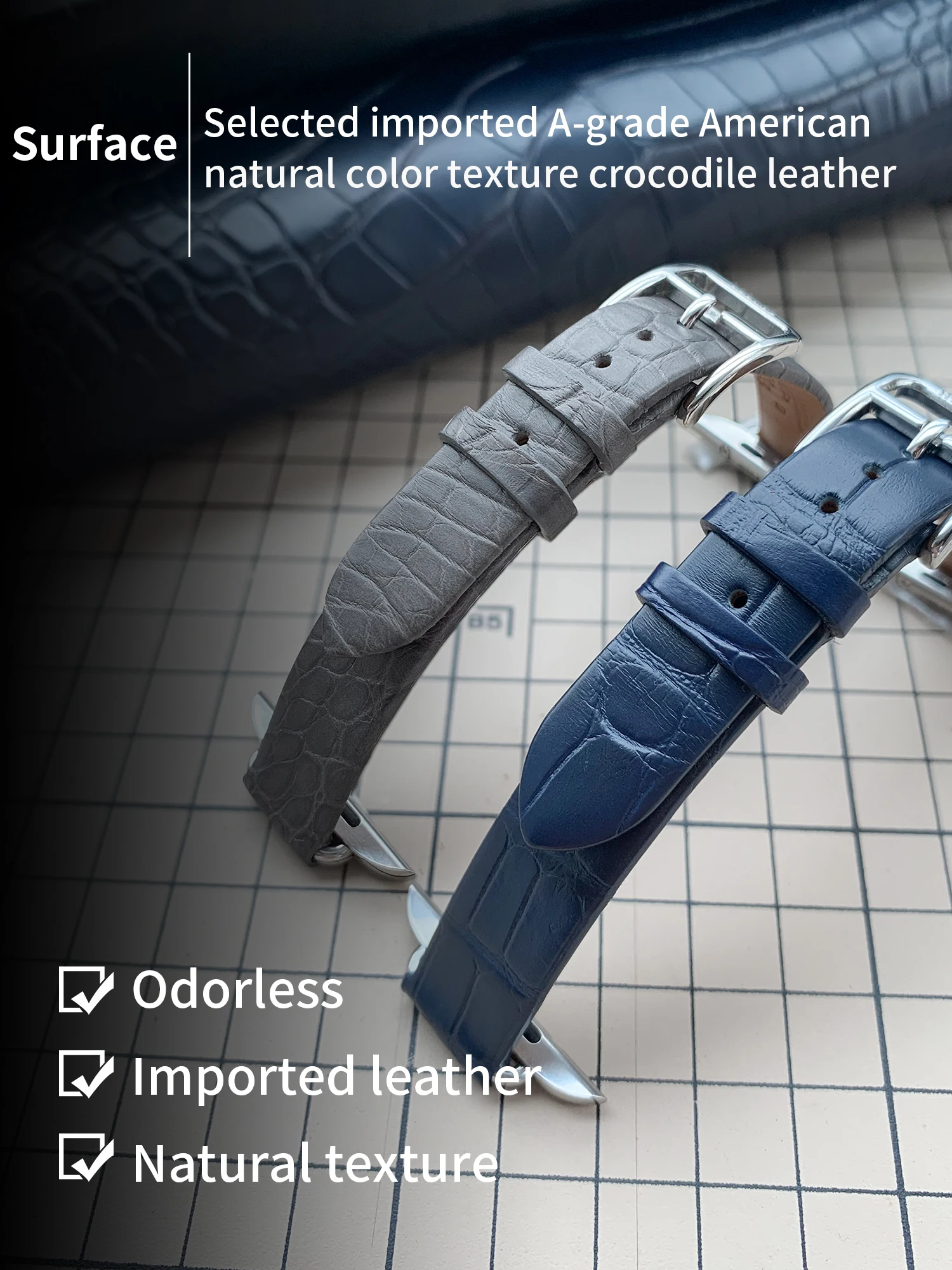 NewArrival Genuine Crocodile Band for Apple Watch 7 6 SE 5 4 42mm 40mm iWatch 8 Ultra Strap Butterfly Buckle Bracelet SingleTour enlarge