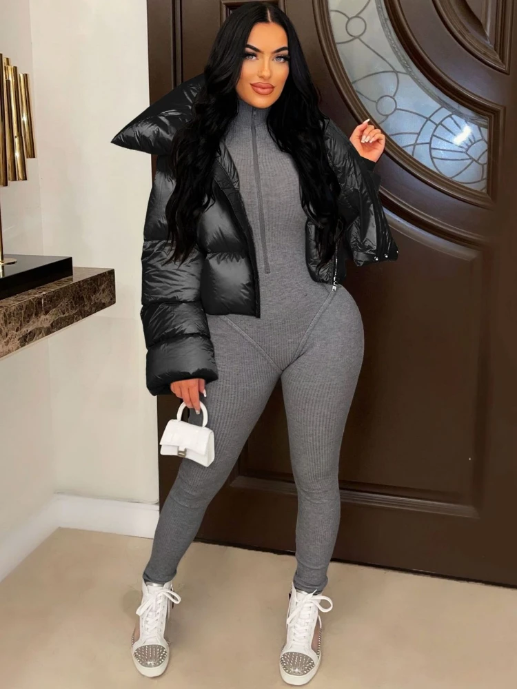 Sunny Turtleneck Thick Parkas Quilted Warmth Long Sleeve Winter Cotton-Padded Puffer Bubble Coat Casual Wild Skinny Outwear